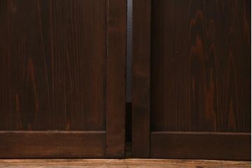 アンティーク建具　銀モールガラス　レトロであたたかみのあるガラス戸2枚セット(引き戸)(R-037737)