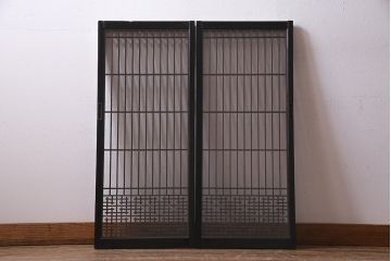 ラフジュ工房オリジナル　古建具リメイク　和の風情漂う組子引き戸のキャビネット(書院戸、収納棚、戸棚)(R-037738)