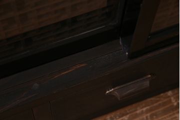 ラフジュ工房オリジナル　古建具リメイク　和の風情漂う組子引き戸のキャビネット(書院戸、収納棚、戸棚)(R-037738)
