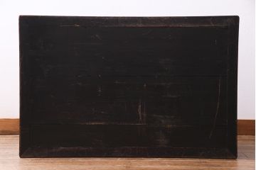 アンティーク雑貨　和製アンティーク　昭和初期　天板縞黒檀材・唐木材使用　つややかな黒塗りが高級感漂う長火鉢(手あぶり)(R-037739)