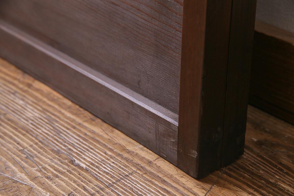 アンティーク建具　大正昭和初期　当時物色ガラス・当店オリジナルガラス　上手物のガラス戸2枚セット(引き戸)(R-037740)