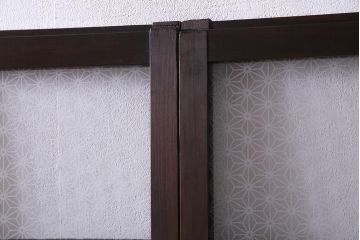 アンティーク建具　大正昭和初期　当時物色ガラス・当店オリジナルガラス　上手物のガラス戸2枚セット(引き戸)(R-037740)