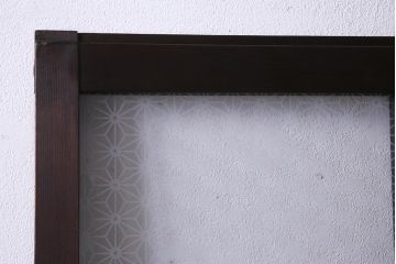 アンティーク建具　大正昭和初期　当時物色ガラス・当店オリジナルガラス　上手物のガラス戸2枚セット(引き戸)(R-037740)