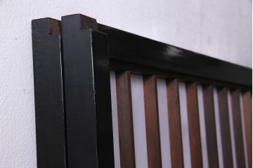 アンティーク建具　腰板ケヤキ材　黒い縁取りが格好良い障子戸2枚セット(引き戸)(R-037741)