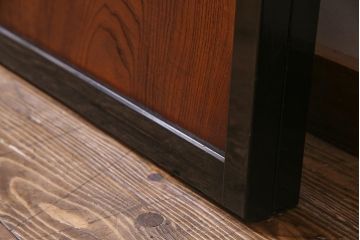 アンティーク建具　腰板ケヤキ材　黒い縁取りが格好良い障子戸2枚セット(引き戸)(R-037741)