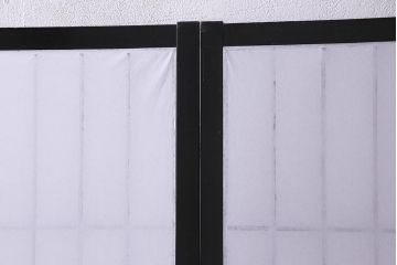 アンティーク建具　腰板ケヤキ材　黒い縁取りが格好良い障子戸2枚セット(引き戸)(R-037741)