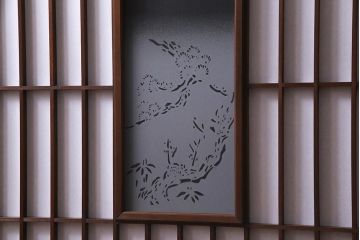 アンティーク建具　和製アンティーク　昭和初期　和の趣たっぷりのガラス入り縦額障子戸4枚セット(引き戸、格子戸、建具)(R-037742)