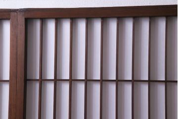 アンティーク建具　和製アンティーク　昭和初期　和の趣たっぷりのガラス入り縦額障子戸4枚セット(引き戸、格子戸、建具)(R-037742)