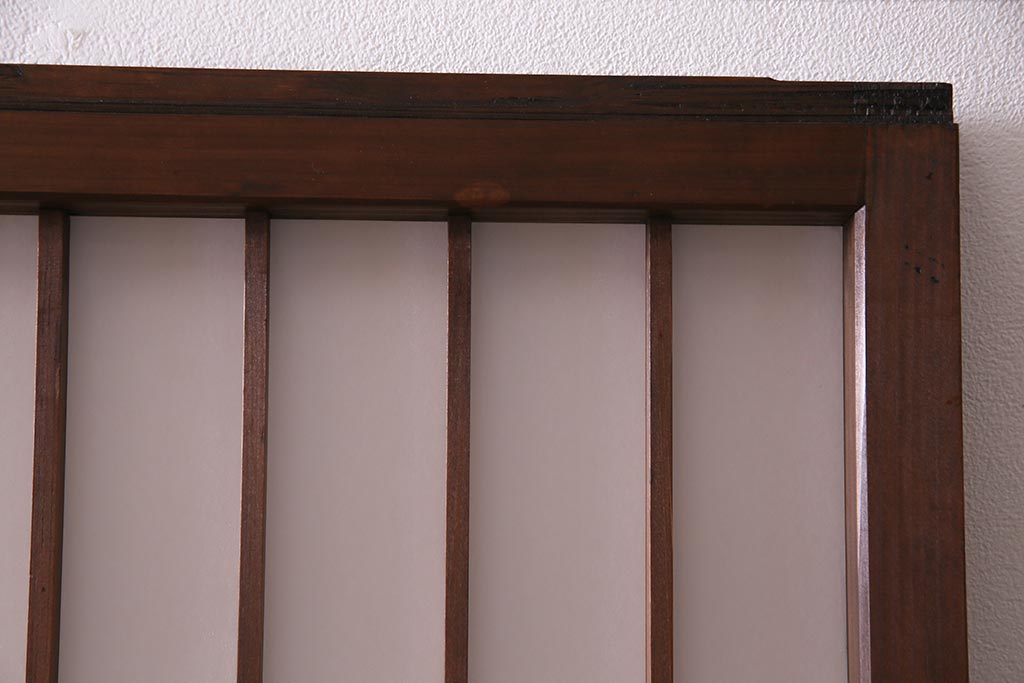 アンティーク建具　和製アンティーク　昭和初期　和の趣たっぷりのガラス入り縦額障子戸4枚セット(引き戸、格子戸、建具)(R-037742)