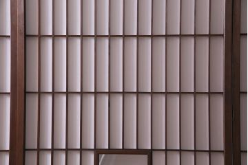 アンティーク建具　和製アンティーク　昭和初期　和の趣たっぷりのガラス入り縦額障子戸4枚セット(引き戸、格子戸、建具)(R-037742)