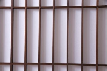 アンティーク建具　和製アンティーク　昭和初期　和の趣たっぷりのガラス入り縦額障子戸4枚セット(引き戸、格子戸、建具)(R-037742)