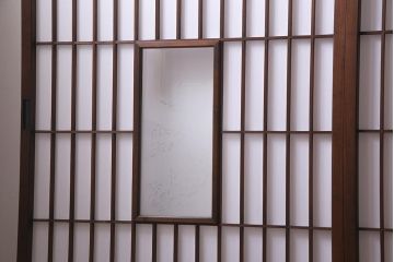 アンティーク建具　和製アンティーク　昭和初期　和の趣たっぷりのガラス入り縦額障子戸4枚セット(引き戸、格子戸、建具)(R-037742)