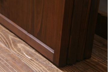 アンティーク建具　和製アンティーク　昭和初期　和の趣たっぷりのガラス入り縦額障子戸4枚セット(引き戸、格子戸、建具)(R-037742)