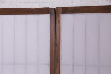 アンティーク建具　和製アンティーク　昭和初期　和の趣たっぷりのガラス入り縦額障子戸4枚セット(引き戸、格子戸、建具)(R-037742)