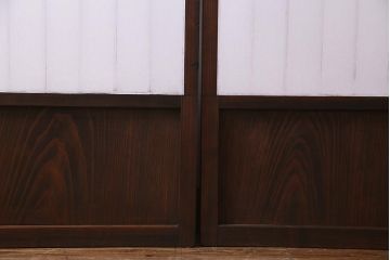アンティーク建具　和製アンティーク　昭和初期　和の趣たっぷりのガラス入り縦額障子戸4枚セット(引き戸、格子戸、建具)(R-037742)