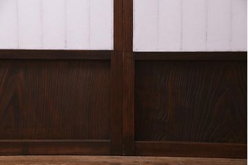 アンティーク建具　和製アンティーク　昭和初期　和の趣たっぷりのガラス入り縦額障子戸4枚セット(引き戸、格子戸、建具)(R-037742)