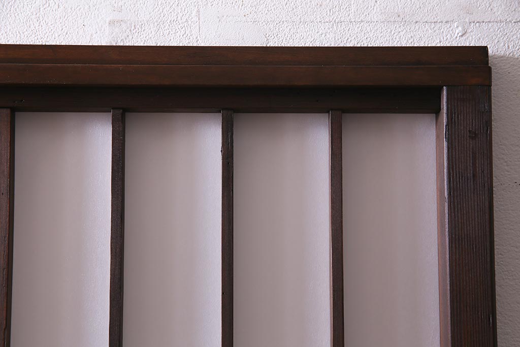 アンティーク建具　和製アンティーク　昭和初期　ダイヤガラス　和の趣たっぷりのダイヤガラス入り縦額障子戸2枚セット(引き戸、格子戸、建具)(R-037743)