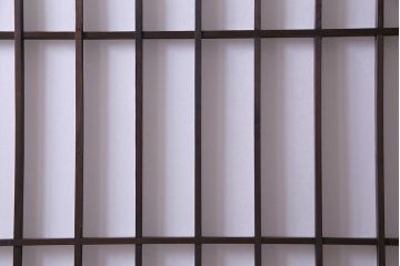 アンティーク建具　和製アンティーク　昭和初期　ダイヤガラス　和の趣たっぷりのダイヤガラス入り縦額障子戸2枚セット(引き戸、格子戸、建具)(R-037743)