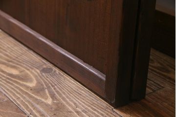 アンティーク建具　和製アンティーク　昭和初期　ダイヤガラス　和の趣たっぷりのダイヤガラス入り縦額障子戸2枚セット(引き戸、格子戸、建具)(R-037743)