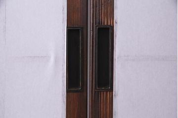 アンティーク建具　和製アンティーク　昭和初期　ダイヤガラス　和の趣たっぷりのダイヤガラス入り縦額障子戸2枚セット(引き戸、格子戸、建具)(R-037743)