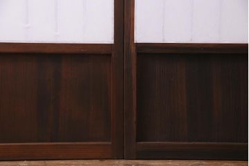 アンティーク建具　和製アンティーク　昭和初期　ダイヤガラス　和の趣たっぷりのダイヤガラス入り縦額障子戸2枚セット(引き戸、格子戸、建具)(R-037743)