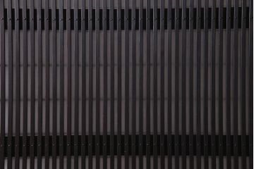 アンティーク建具　和製アンティーク　大正昭和初期　裏障子付き　ガラス入り　縦格子が美しいシックでモダンな雰囲気の格子戸2枚セット(引き戸、障子戸、建具)(R-037745)