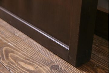 アンティーク建具　和製アンティーク　大正昭和初期　裏障子付き　ガラス入り　縦格子が美しいシックでモダンな雰囲気の格子戸2枚セット(引き戸、障子戸、建具)(R-037745)