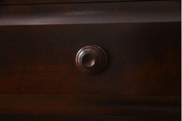 リメイク家具　北海道民芸家具　チェッカーガラスがアクセントになったリメイクサイドボード(収納棚、キャビネット)(R-037747)