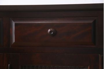 リメイク家具　北海道民芸家具　チェッカーガラスがアクセントになったリメイクサイドボード(収納棚、キャビネット)(R-037747)