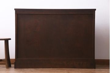 リメイク家具　北海道民芸家具　チェッカーガラスがアクセントになったリメイクサイドボード(収納棚、キャビネット)(R-037747)