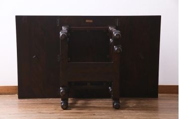 中古　松本民芸家具　M型　上品で落ち着いた雰囲気のバタフライテーブル(エクステンションテーブル、バタフライ卓)(定価約20万円)(R-037748)