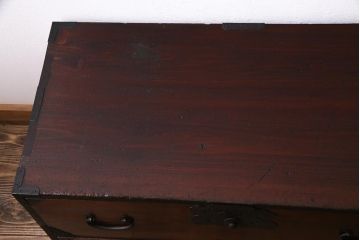 アンティーク家具　明治大正期　前面ケヤキ材　格式高い和の空間づくりが叶う庄内箪笥(重ね箪笥、衣装箪笥)(R-037750)