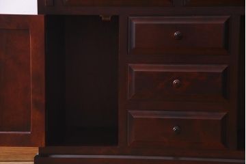 中古　民芸家具　機能的で高級感のあるライティングビューロー(デスク、机、在宅ワーク、在宅用棚)(R-037753)