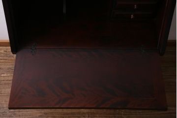 中古　民芸家具　機能的で高級感のあるライティングビューロー(デスク、机、在宅ワーク、在宅用棚)(R-037753)