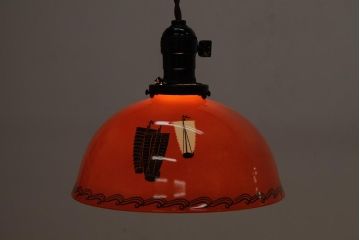 アンティーク照明　オールドノリタケ(則武、日本陶器)　帆船図柄　ペンダントライト(吊り下げ照明)(R-037755)