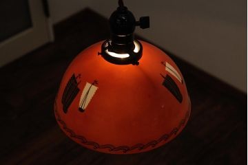 アンティーク照明　オールドノリタケ(則武、日本陶器)　帆船図柄　ペンダントライト(吊り下げ照明)(R-037755)