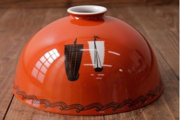 アンティーク照明　オールドノリタケ(則武、日本陶器)　帆船図柄　ペンダントライト(吊り下げ照明)(R-037755)