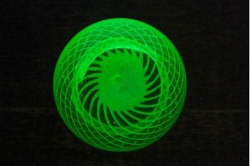 アンティーク照明　ウランガラス　淡いイエローが爽やかな印象のペンダントライト(吊り下げ照明)(R-037756)