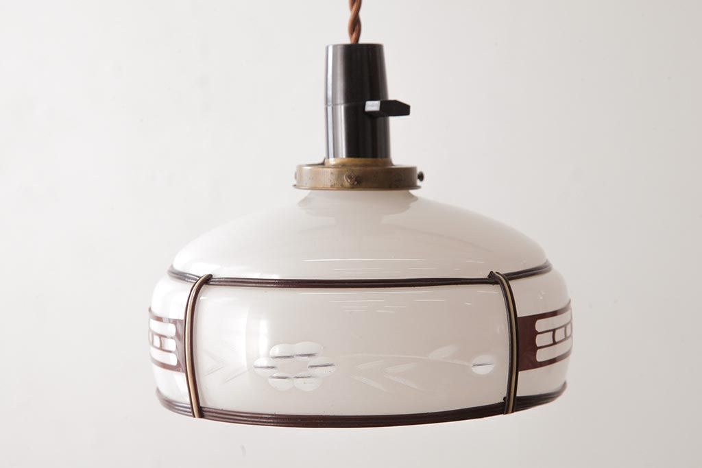 レトロ照明　和製アンティーク　花切子　レトロなデザインが魅力的な吊り下げ照明(R-037759)