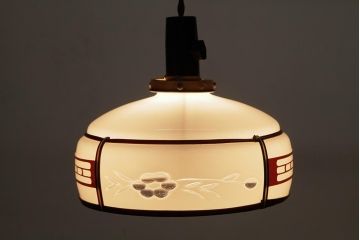 レトロ照明　和製アンティーク　花切子　レトロなデザインが魅力的な吊り下げ照明(R-037759)