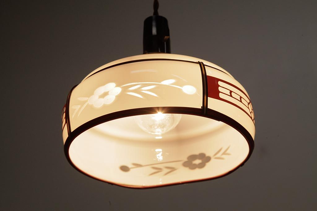 レトロ照明　和製アンティーク　花切子　レトロなデザインが魅力的な吊り下げ照明(R-037759)