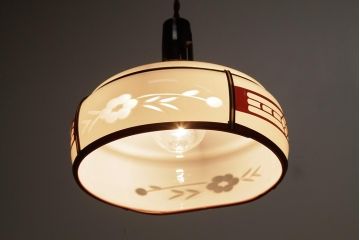 レトロ照明　和製アンティーク　花切子　レトロなデザインが魅力的な吊り下げ照明(R-037759)