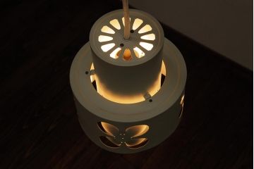 ビンテージ照明　松下電工　レトロモダンなシェードが目をひくペンダントライト(天井照明、吊り下げ照明)(R-037763)