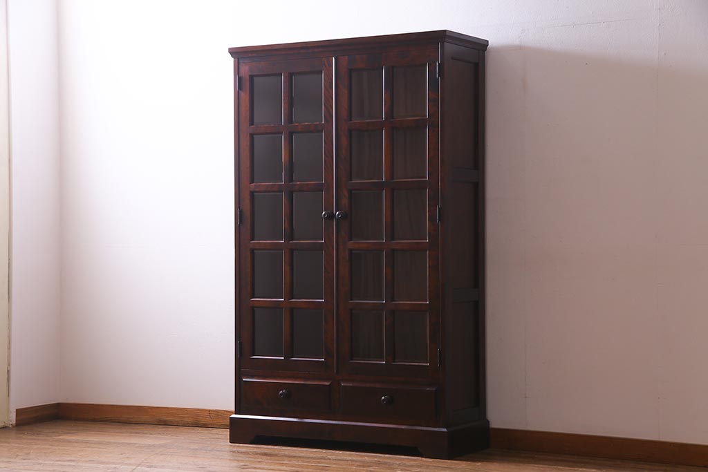 中古　北海道民芸家具　#115　落ち着いた色味のブックケース(本箱、収納棚、戸棚)(R-037765)