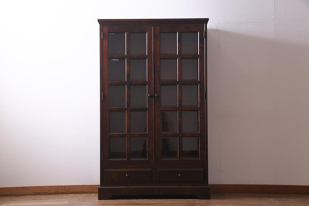 中古　北海道民芸家具　#115　落ち着いた色味のブックケース(本箱、収納棚、戸棚)(R-037765)