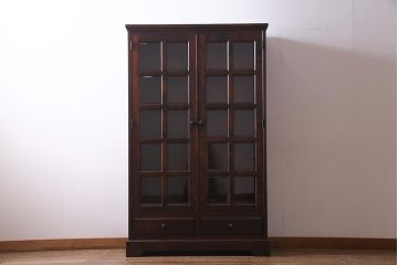 中古　北海道民芸家具　#115　落ち着いた色味のブックケース(本箱、収納棚、戸棚)(R-037765)
