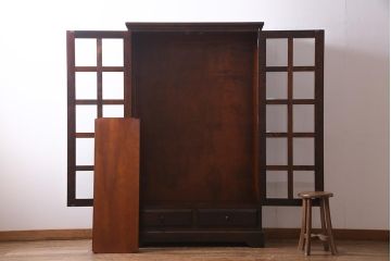 中古　北海道民芸家具　#115　落ち着いた色味のブックケース(本箱、収納棚、戸棚)(R-037765)