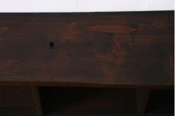 ラフジュ工房オリジナル　アンティーク材リメイク　パタパタ扉付き　古材の味わいが魅力的なウォールシェルフ(壁掛け収納棚、ウォールラック、マス目棚)(R-037766)