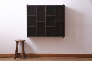 ラフジュ工房オリジナル　アンティーク材リメイク　ディスプレイが楽しめるウォールシェルフ(壁掛け収納棚、ウォールラック)(R-037767)