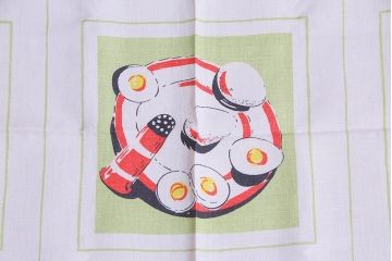 ヴィンテージ雑貨　イギリスビンテージ　ランチョンマット　キッチンクロス(テーブルクロス、キッチンリネン、布)(R-037774)